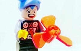 Lego character with blue hair
