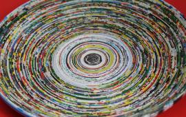 Upcycled Art - colorful basket.