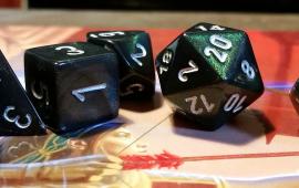 7 dice on a game board