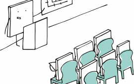 Cartoon depiction of a presentation.