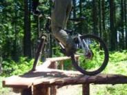 Mountain Biker on Bridge