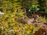 Mountain biker riding on a trail