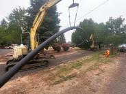 Almost 400 feet of sewer mainline pipe getting burst through the old pipe