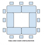 Table and chair configuration for the Sandy Library Community Room.