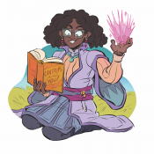 Young wizard learning a new spell.