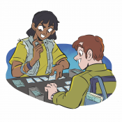 Two teenagers playing a game.