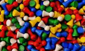 Game pieces in a pile.