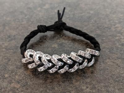 Black Bracelet with beads braided