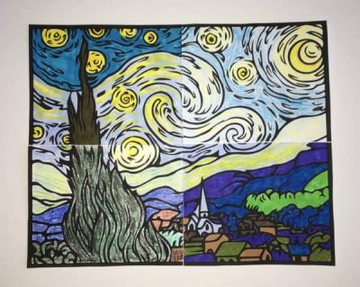 Mixed media craft with The Starry Night by Vincent VanGogh.