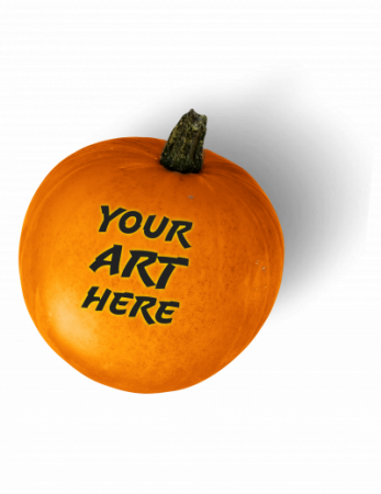 Pumpkin with text that says "Your Art Here"