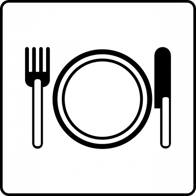 Fork, Knife, and Plate.