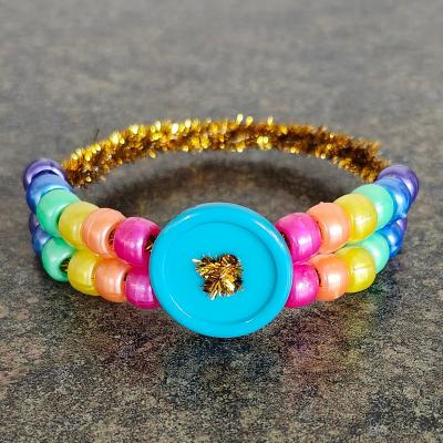 Rainbow pony bead bracelet.