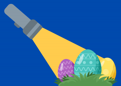 Flashlight shining on eggs.