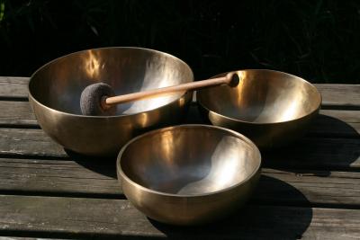Singing bowls for a sound bath.