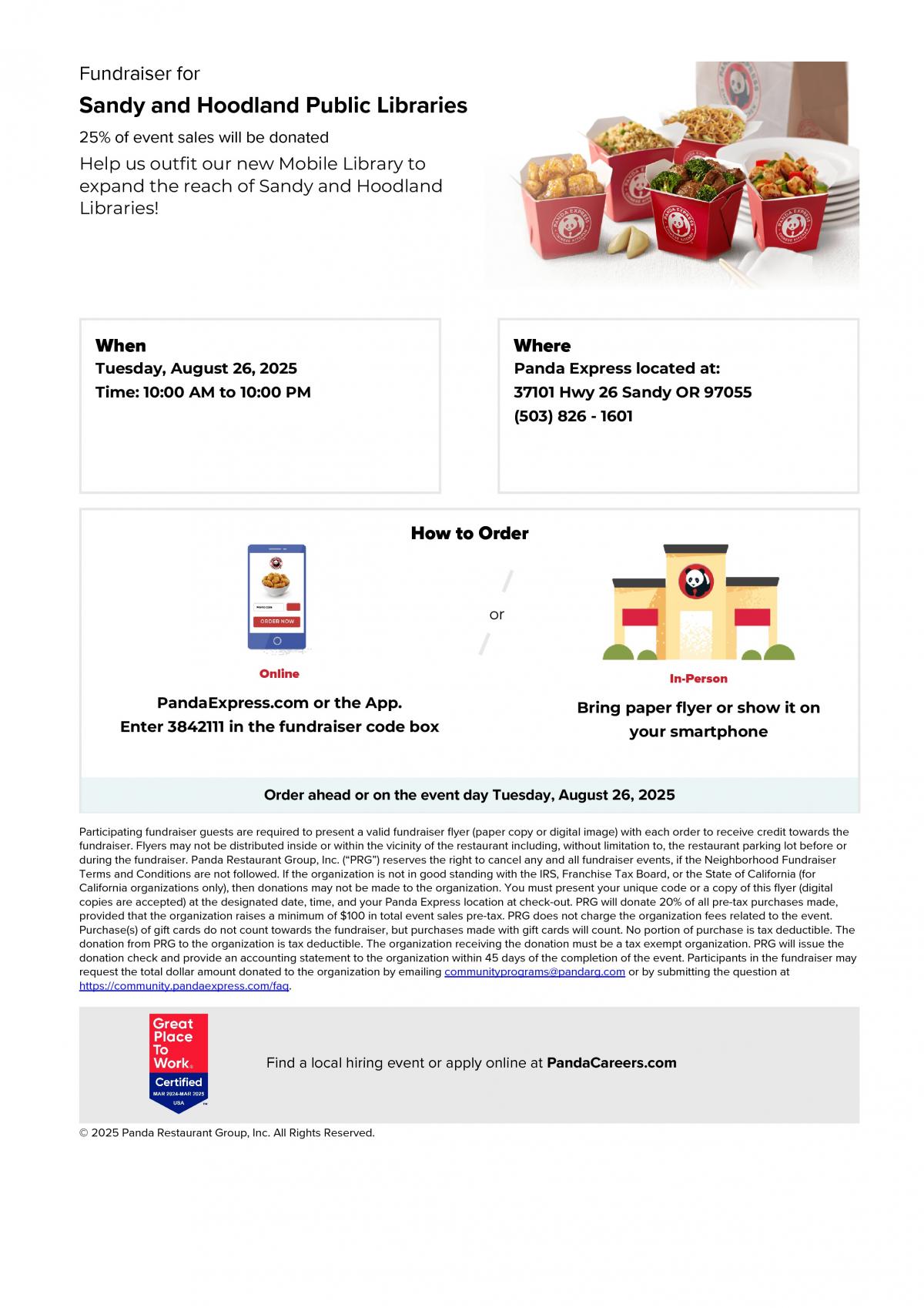 Panda Express Fundraiser Flyer