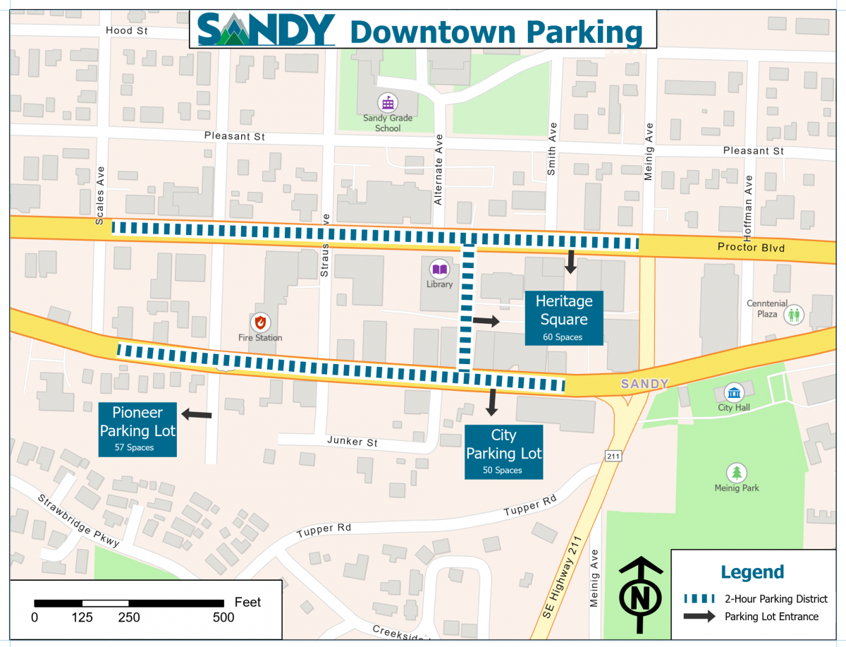 Downtown Parking Map - Sandy, Oregon